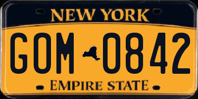 NY license plate GOM0842
