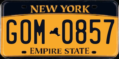 NY license plate GOM0857