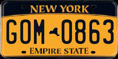 NY license plate GOM0863