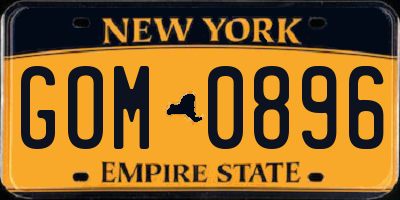 NY license plate GOM0896