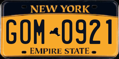 NY license plate GOM0921