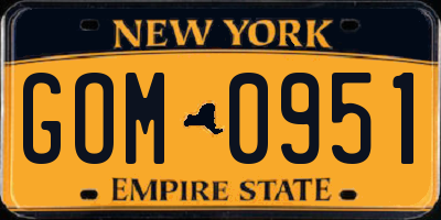 NY license plate GOM0951