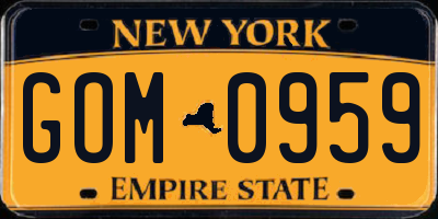 NY license plate GOM0959