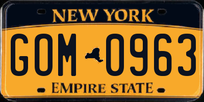 NY license plate GOM0963
