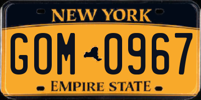 NY license plate GOM0967