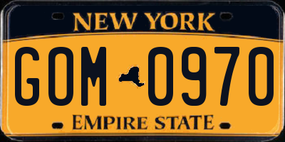 NY license plate GOM0970