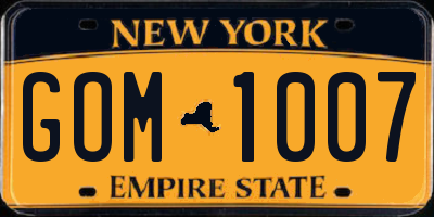 NY license plate GOM1007