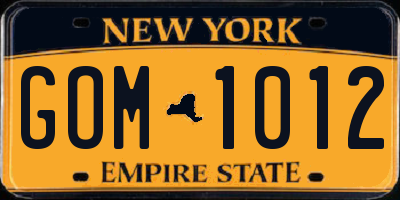 NY license plate GOM1012