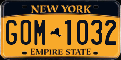 NY license plate GOM1032