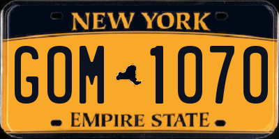 NY license plate GOM1070