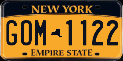 NY license plate GOM1122