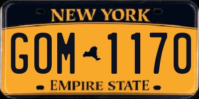 NY license plate GOM1170