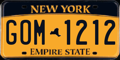 NY license plate GOM1212