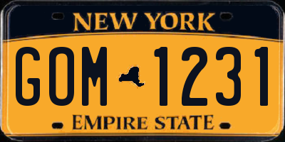 NY license plate GOM1231