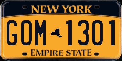NY license plate GOM1301