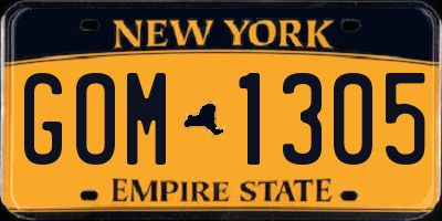 NY license plate GOM1305