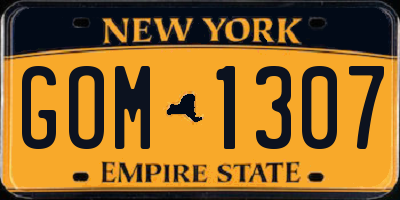 NY license plate GOM1307