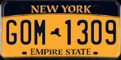 NY license plate GOM1309