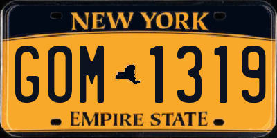 NY license plate GOM1319