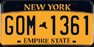 NY license plate GOM1361