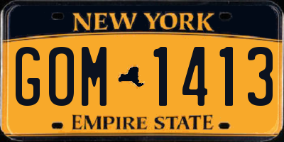 NY license plate GOM1413