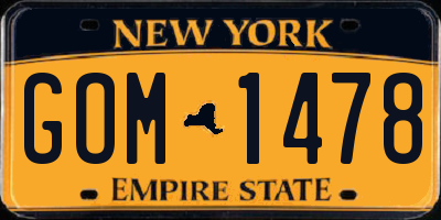 NY license plate GOM1478
