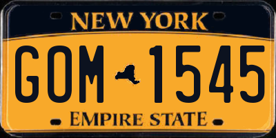 NY license plate GOM1545