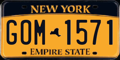 NY license plate GOM1571