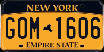 NY license plate GOM1606