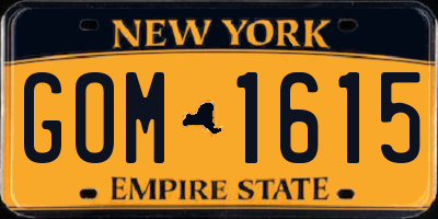 NY license plate GOM1615