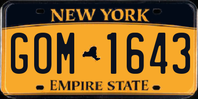 NY license plate GOM1643
