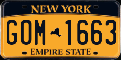 NY license plate GOM1663