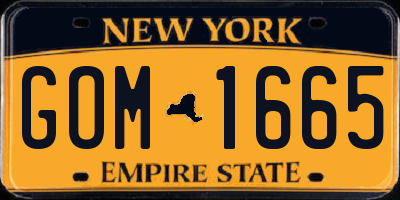 NY license plate GOM1665