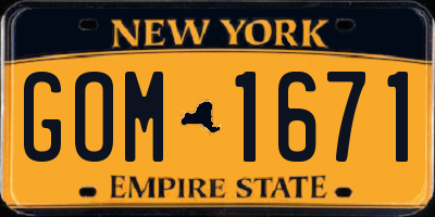 NY license plate GOM1671
