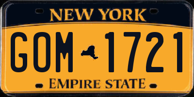 NY license plate GOM1721