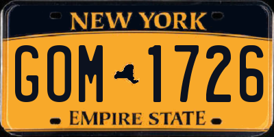 NY license plate GOM1726
