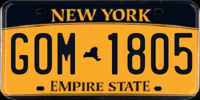 NY license plate GOM1805