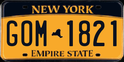 NY license plate GOM1821