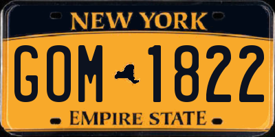 NY license plate GOM1822