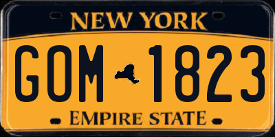 NY license plate GOM1823