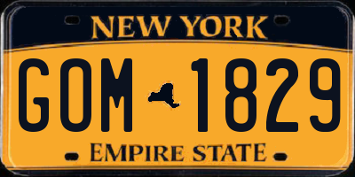 NY license plate GOM1829