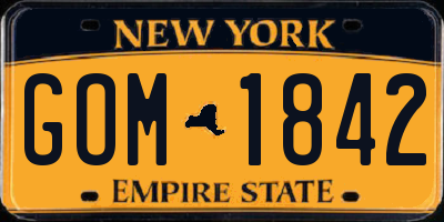 NY license plate GOM1842