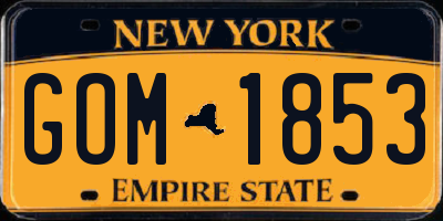 NY license plate GOM1853