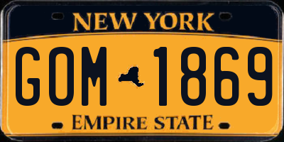 NY license plate GOM1869