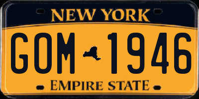 NY license plate GOM1946