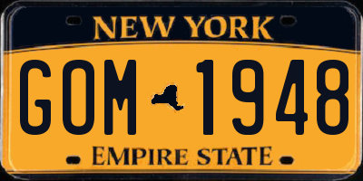 NY license plate GOM1948