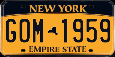 NY license plate GOM1959