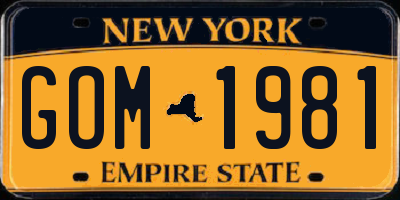 NY license plate GOM1981