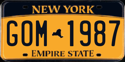 NY license plate GOM1987