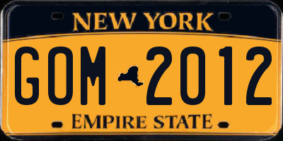 NY license plate GOM2012
